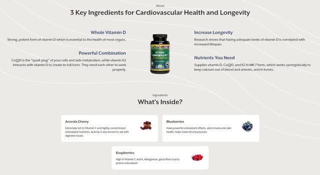 Optimal Health Systems Longevi-D K2 Longevity Support - 120 Capsules - image 4