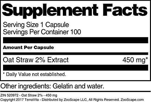 Terravita Oat Straw 2% Herbal Supplement - 300 Capsules - image 3