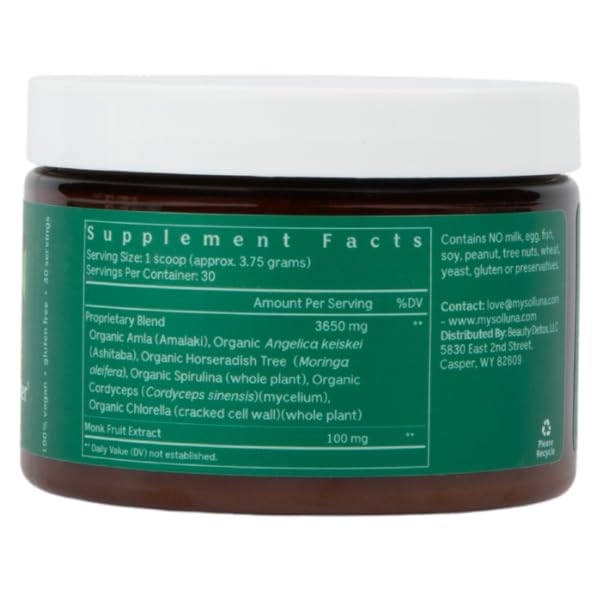 Solluna Glowing Greens Powder with Ashitaba & Cordyceps - 30 Servings - image 2