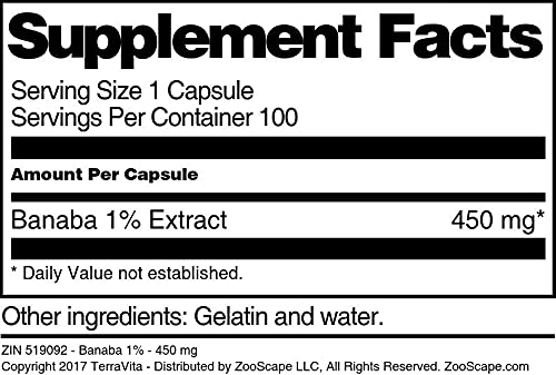 Terravita Banaba 1% Extract 450 mg - 100 Capsules - image 3