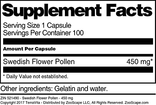 Terravita Swedish Flower Pollen - 450 mg (100 Capsules, ZIN: 521490) - image 4
