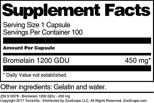 Terravita Bromelain 1200 GDU 450 mg - 300 Capsules - image 4