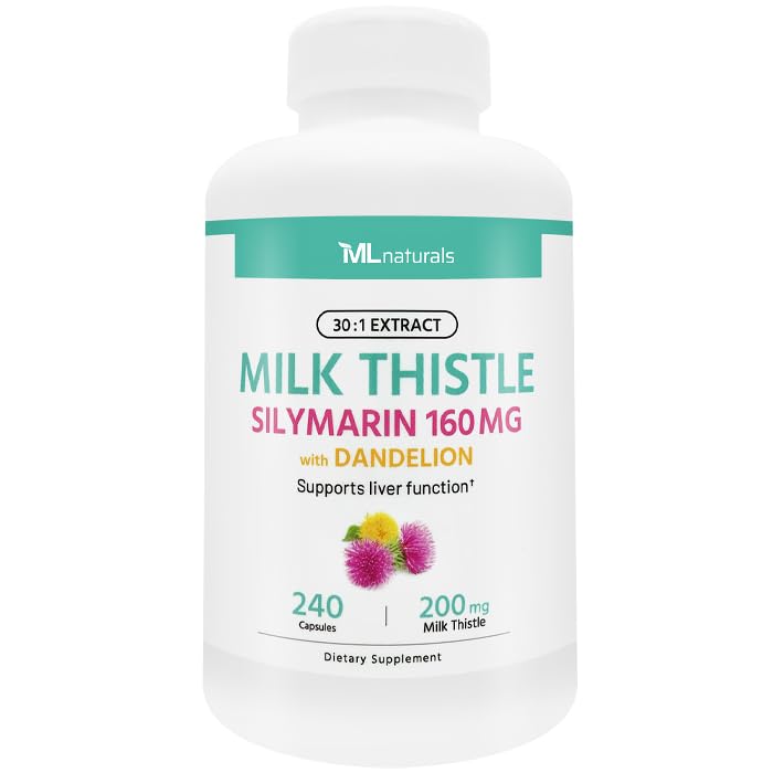 ML Naturals Milk Thistle 200mg with Dandelion Root - 240 Capsules