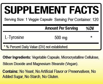 Biotech Nutritions L-Tyrosine 500 mg - 120 Vegetarian Capsules - image 4