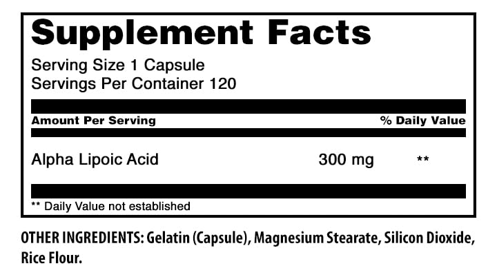 Amazing Formulas Alpha Lipoic Acid 300 mg Capsules Supplement
