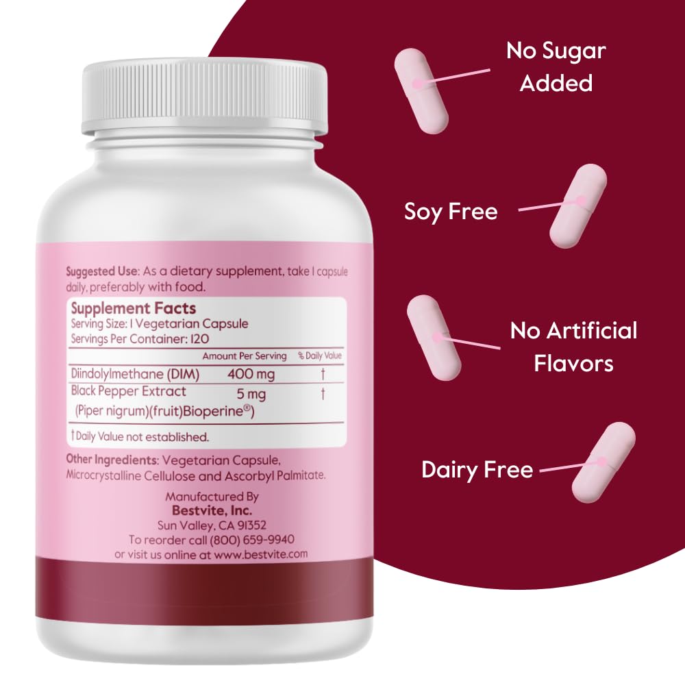 BESTVITE DIM (Diindolylmethane) 400mg with Bioperine