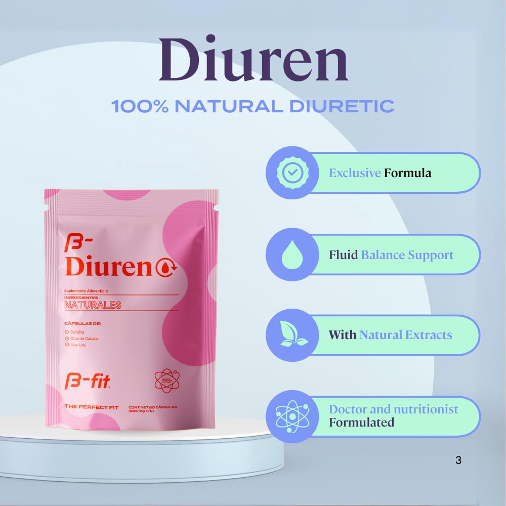 B-FIT B Diuren Diuretic Capsules with Horsetail & Uva Ursi - 60 Capsules - image 4