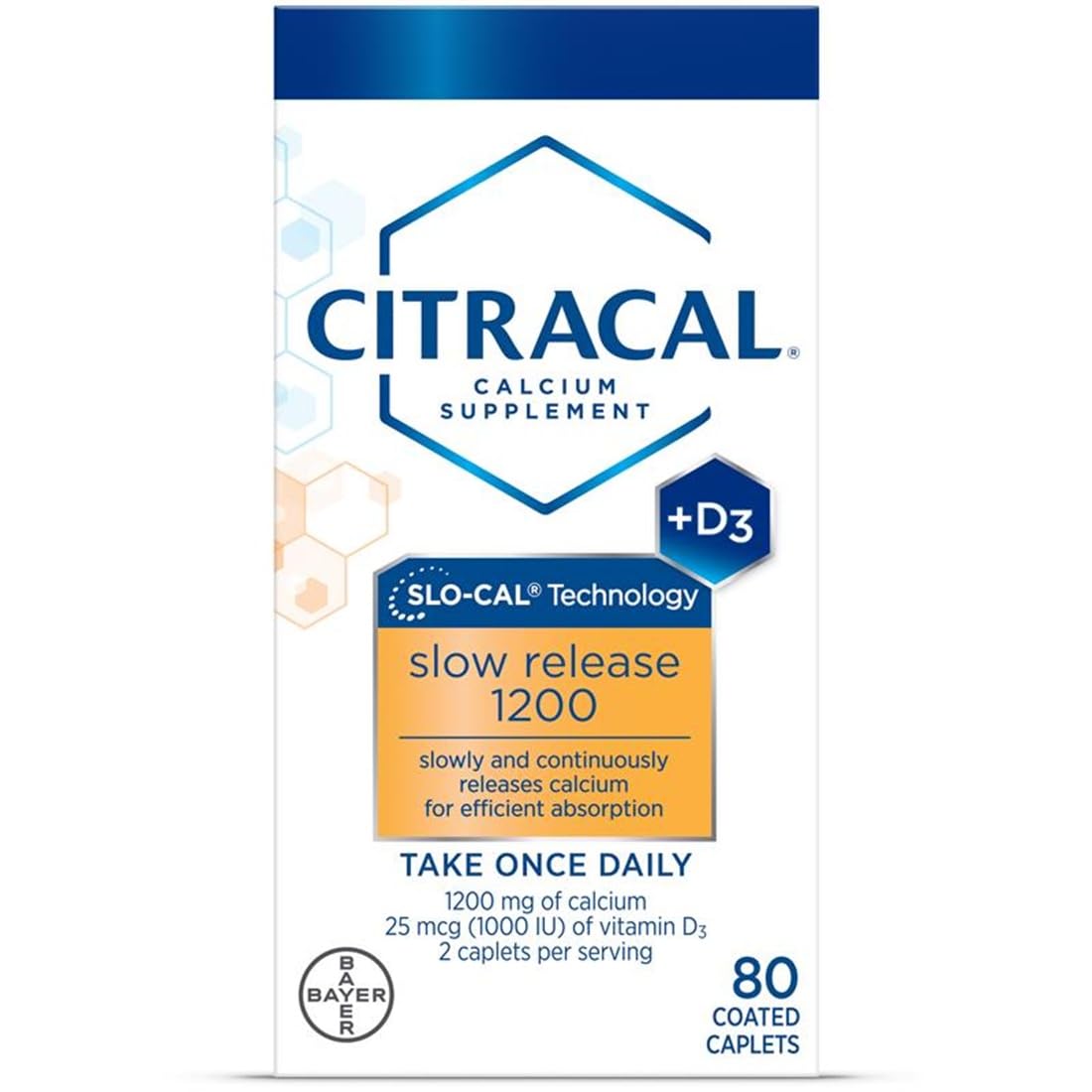Citracal Slow Release Calcium 1200 mg with Vitamin D3 - 80 Caplets