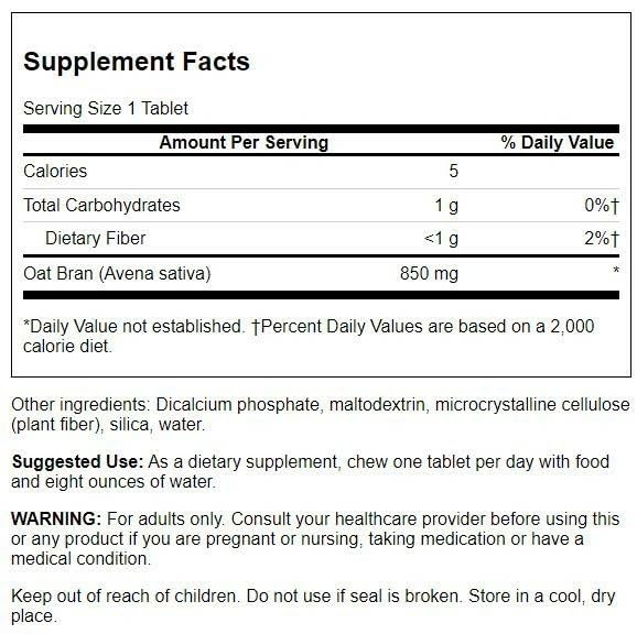 Swanson Oat Bran Heart and Fiber Support 850 mg - 250 Chewables - image 2