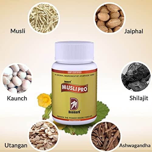 Deemark Musli Pro Ayurvedic Supplement for Strength & Stamina - 60 Capsules - image 3