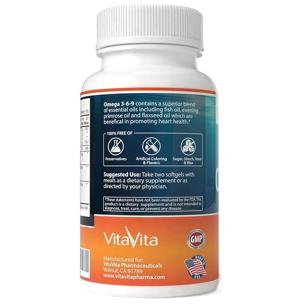 VitaVita Triple Strength Omega 3-6-9 Fish Oil - 200 Softgels - image 3