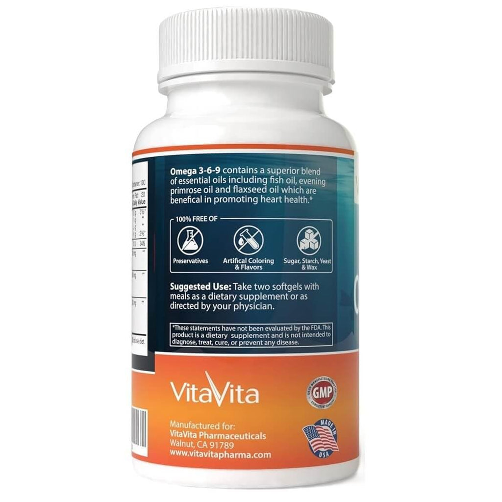 VitaVita Triple Strength Omega 3-6-9 Fish Oil - 200 Softgels - image 3