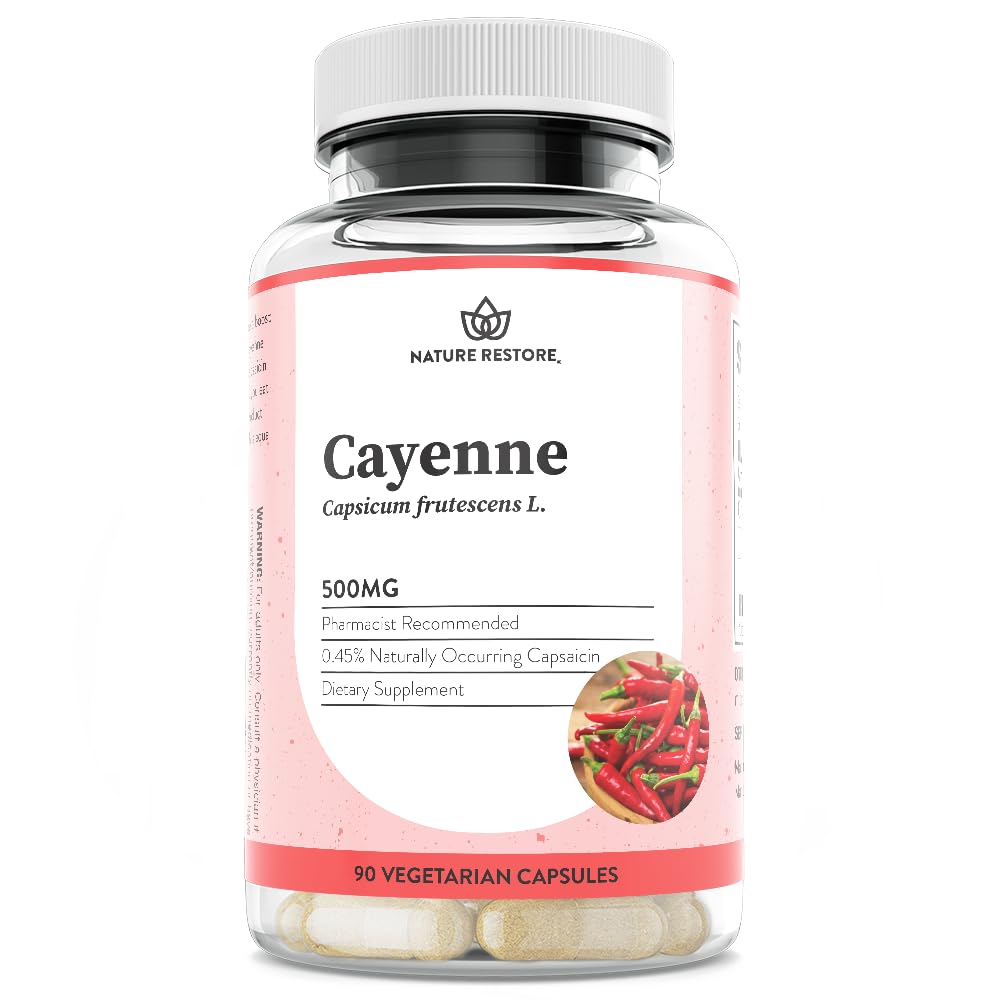 Nature Restore Cayenne Pepper Extract 500mg - 90 Vegan Capsules