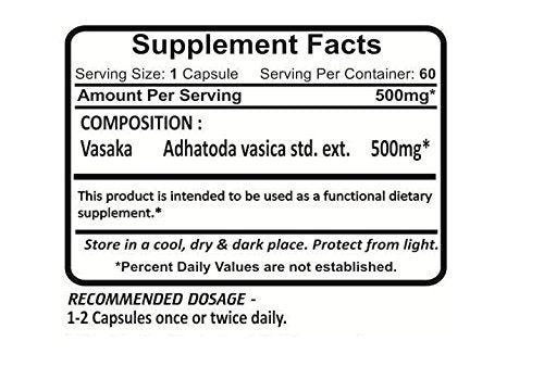 Planet Ayurveda Vasaka Herbal Extract 500mg - 120 Capsules - image 3