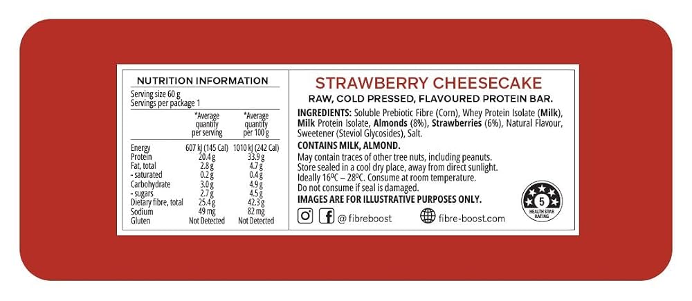Fibre Boost Cold Pressed Strawberry Cheesecake Protein Bar - 12 Count - image 2