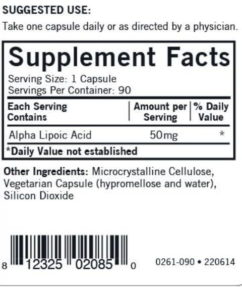 Kirkman Alpha Lipoic Acid 50 mg - 90 Capsules - image 3
