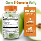 Health Supplied Sour Apple Flavored Vitamin C Gummies Mega Dose