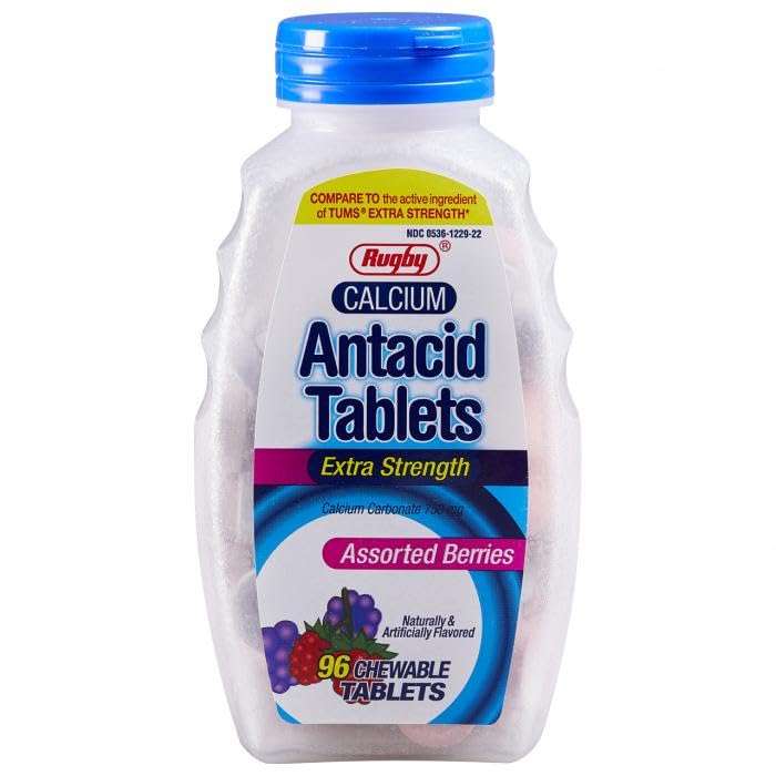 Rugby Extra Strength Calcium Carbonate Antacid - 96 Tablets