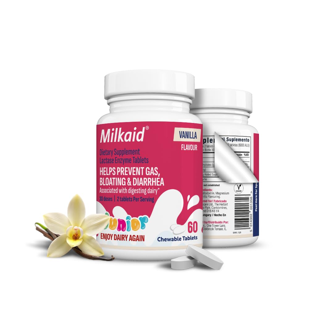 Milkaid Junior Lactase Enzyme Chewable Tablets for Lactose Intolerance