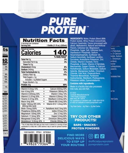 Pure Protein Chocolate Protein Shake 30g - 4 Pack - image 3
