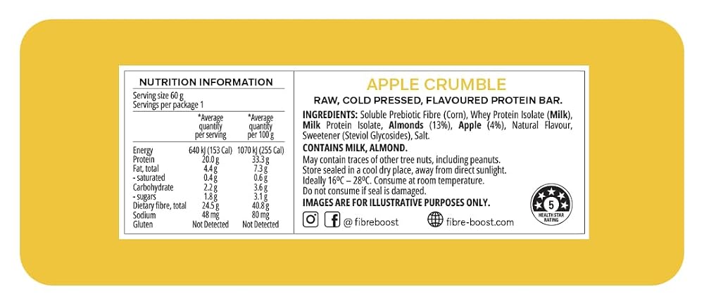 Fibre Boost Cold Pressed Apple Crumble Protein Bar - 12 Count - image 2