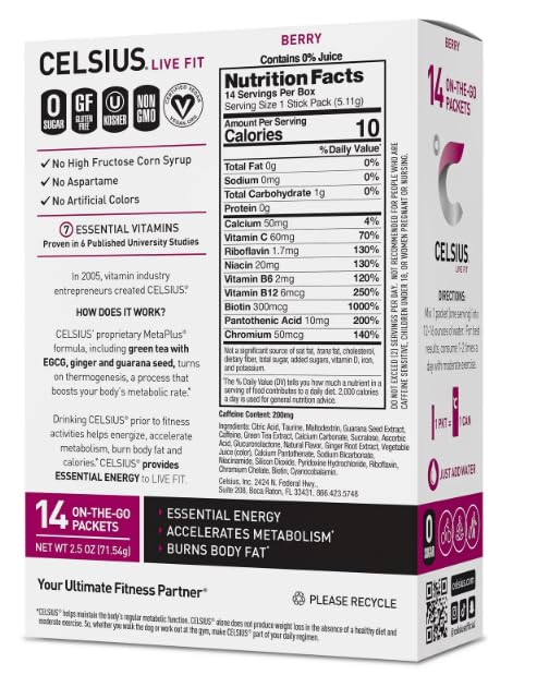 BOACQUEÑO CELSIUS On-the-Go Powder Stick Packs, Zero Sugar - 14 Sticks - image 4