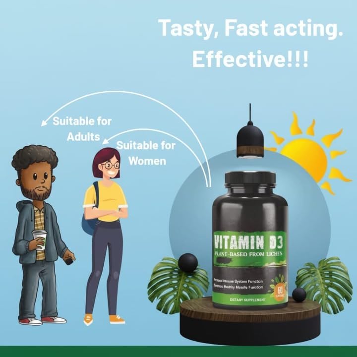 Generic Vitamin D3 Plant Based from Lichen - 60 Capsules - image 2