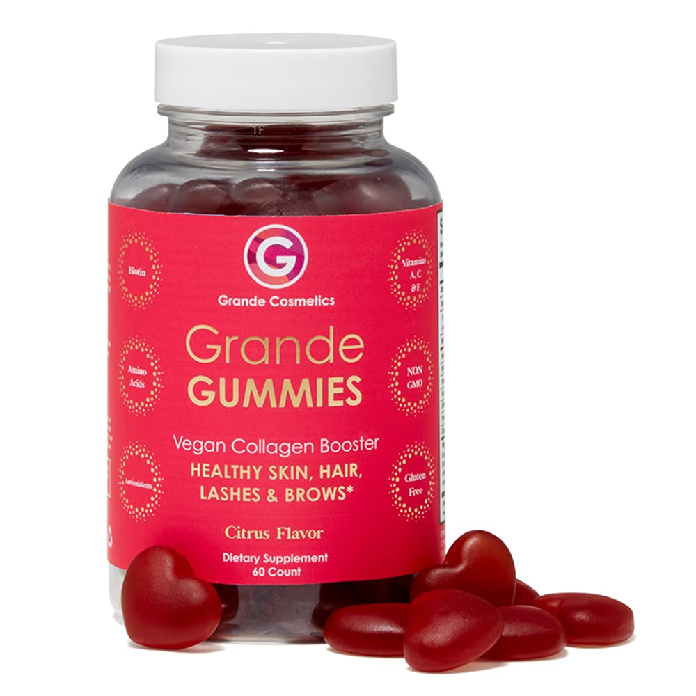Grande Cosmetics Vegan Collagen Hair, Skin, Lash & Brow Gummies - 60 Count