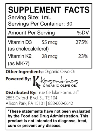 True Cellular Formulas Vitamin D3 2200 IU + K2 MK-7 Liquid Drops - 1 FL OZ - image 8