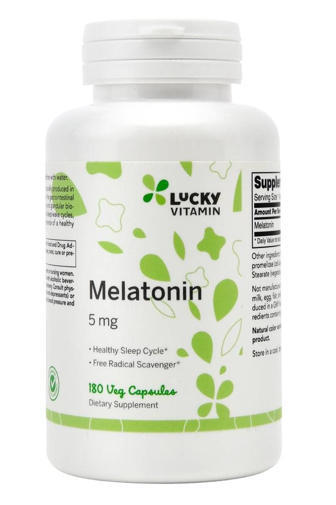 Lucky Vitamin Melatonin 5 mg Sleep Support - 180 Vegetarian Capsules