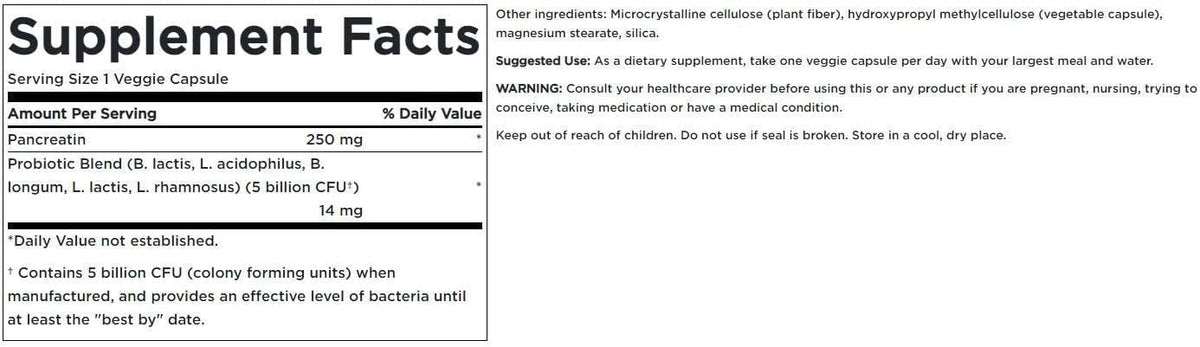 Swanson Probiotic with Digestive Enzymes 5 Billion CFU - 60 Vegetarian Capsules - image 2