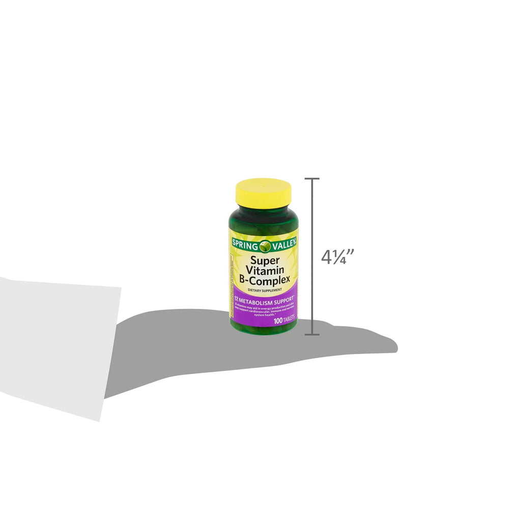 LUAL Spring Valley Super B Complex 100 Tablets Energy Support - image 4