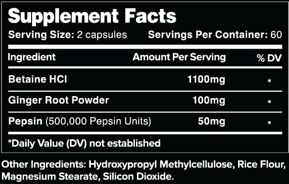 Leviathan Betaine HCl with Pepsin & Ginger - 120 Capsules - image 2