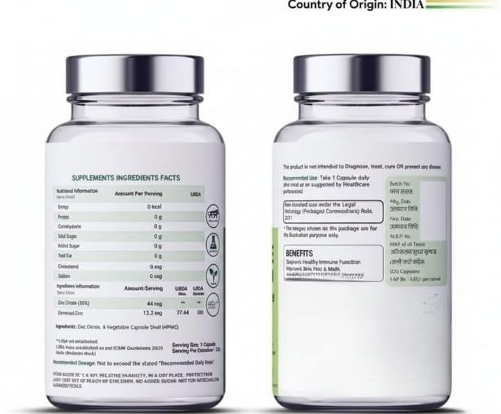 Generic Zinc Citrate Supplement for Immune Support - 120 Vegetarian Capsules - image 3