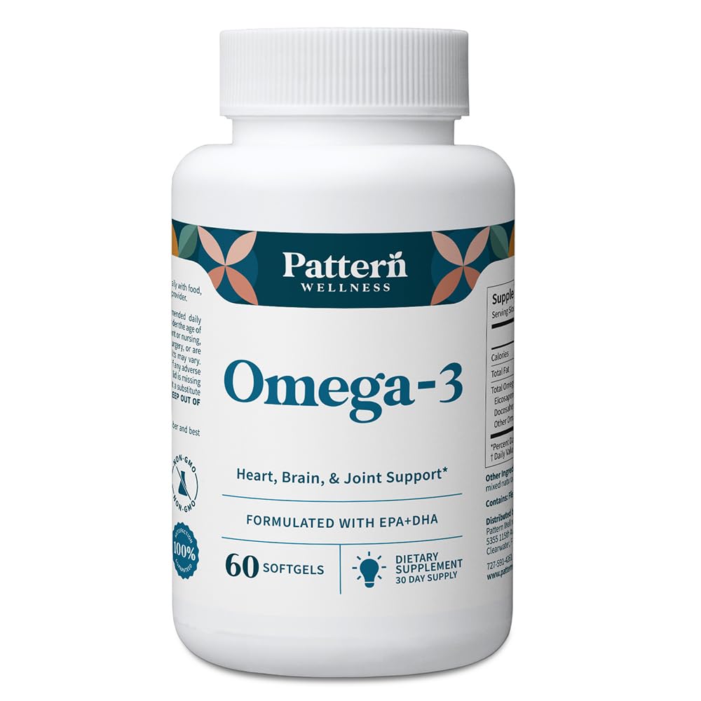 Pattern Wellness Omega 3 Softgels - Pure Fish Oil Formula - Helps