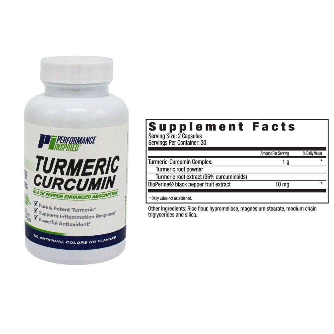 Performance Inspired Nutrition Turmeric Curcumin Capsules for Joint Support - image 7