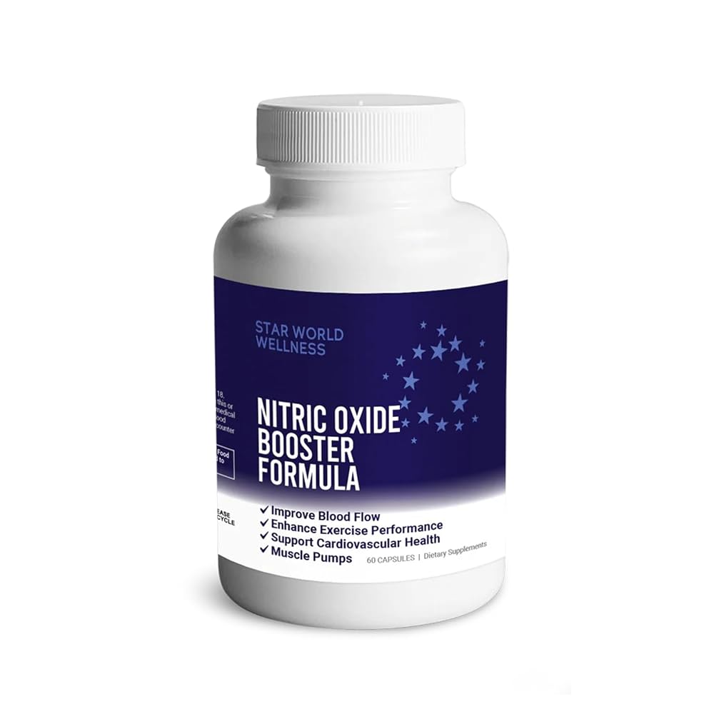 Star World Wellness Nitric Oxide Booster for Blood Flow - 60 Capsules