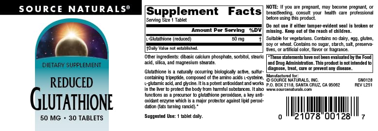 Source Naturals Reduced Glutathione 50 mg - 30 Tablets - image 5