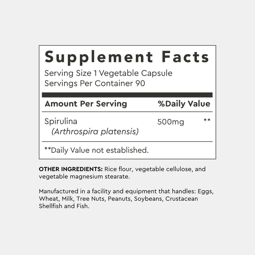 Alaya Naturals Spirulina 500mg Hawaiian Blue Green Algae - 90 Capsules - image 5