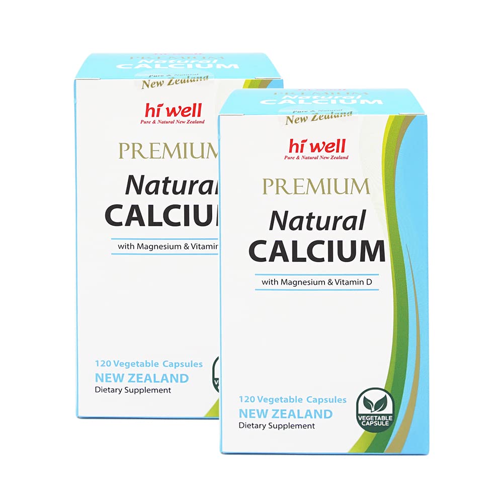 HI WELL Premium Natural Calcium with Magnesium & Vitamin D - 120 Capsules