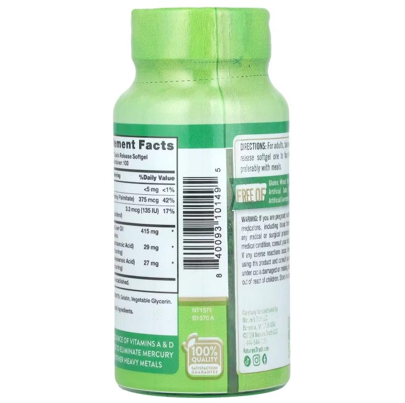 Nature's Truth Norwegian Cod Liver Oil - 100 Softgels - image 3