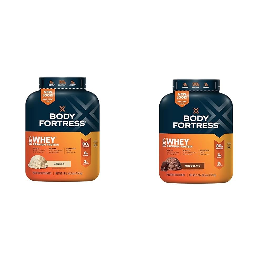 Body Fortress 100% Whey Protein Powder Vanilla & Chocolate - 2x 3.9 lb
