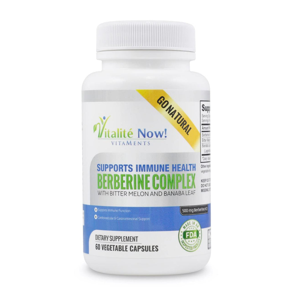 Vitalité Now! High Strength Berberine 500mg with Bitter Melon & Banaba