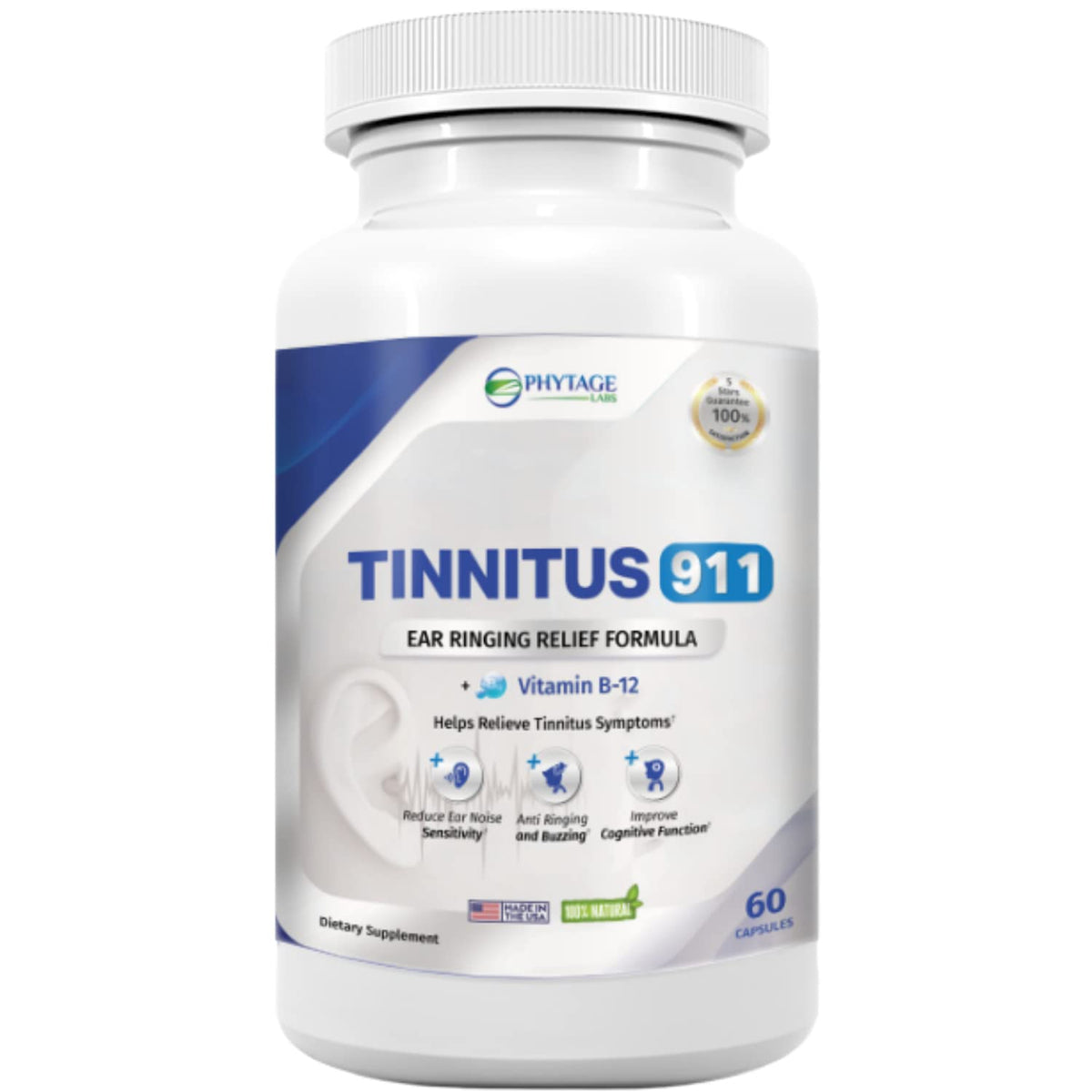 Tinnitus 911 Advanced Ear Ringing Relief Supplement - 60 Capsules