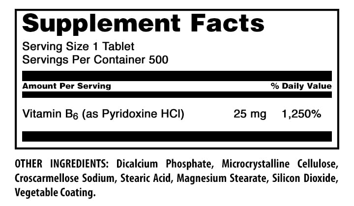 Amazing Nutrition Vitamin B6 Pyridoxine 25 mg - 500 Tablets - image 2