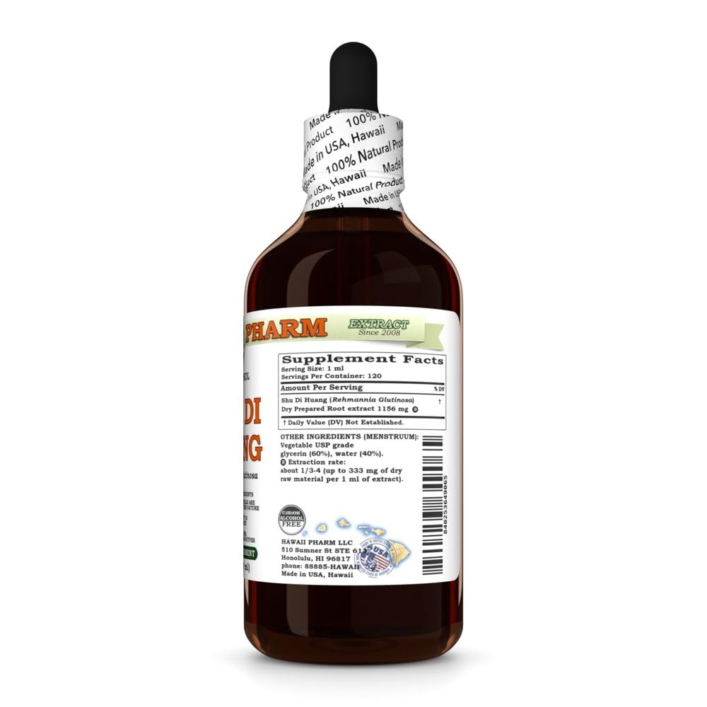 Hawaii Pharm Shu Di Huang (Rehmannia glutinosa) Root Alcohol-Free