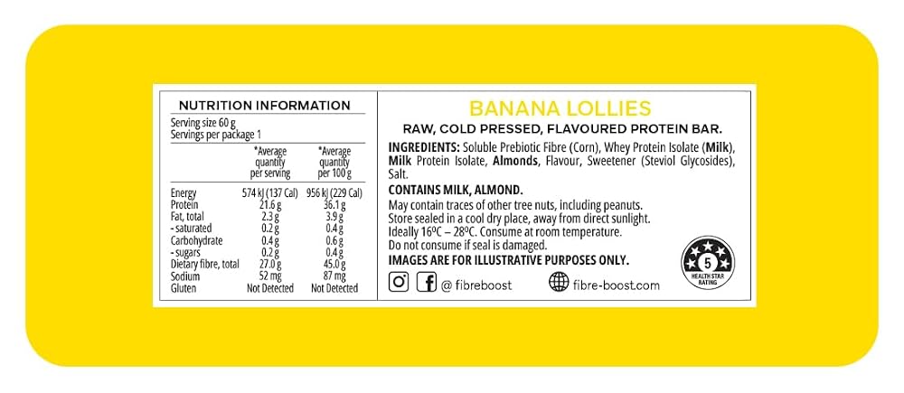 Fibre Boost Banana Lollies Protein Bar - 12 Bars - image 2