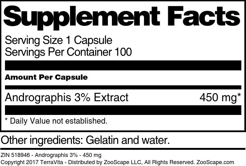 Terravita Andrographis 3% 450 mg - 100 Capsules - image 3