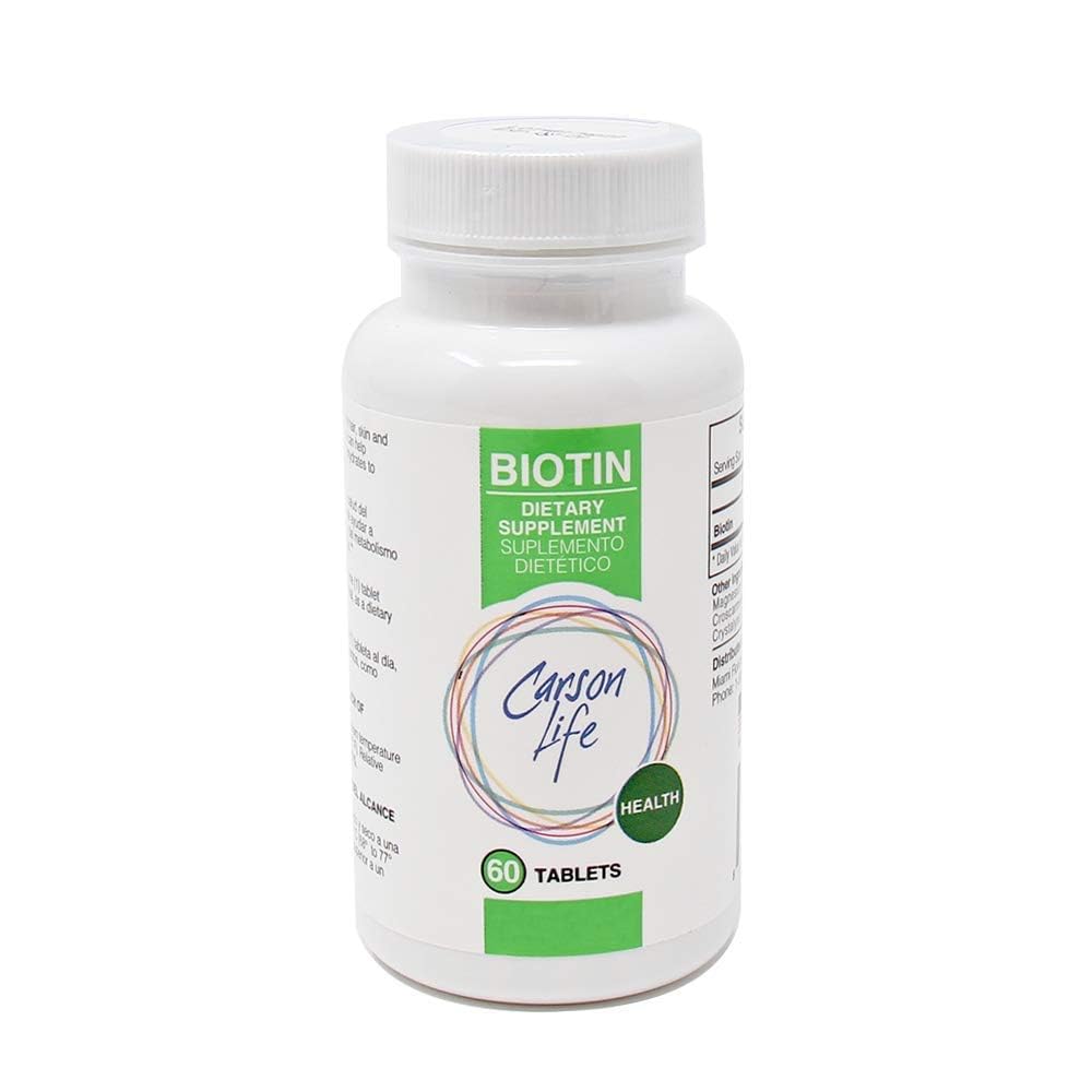 Carson Life Biotin Supplement Tablets for Hair, Skin and Nails - 60 Tablets
