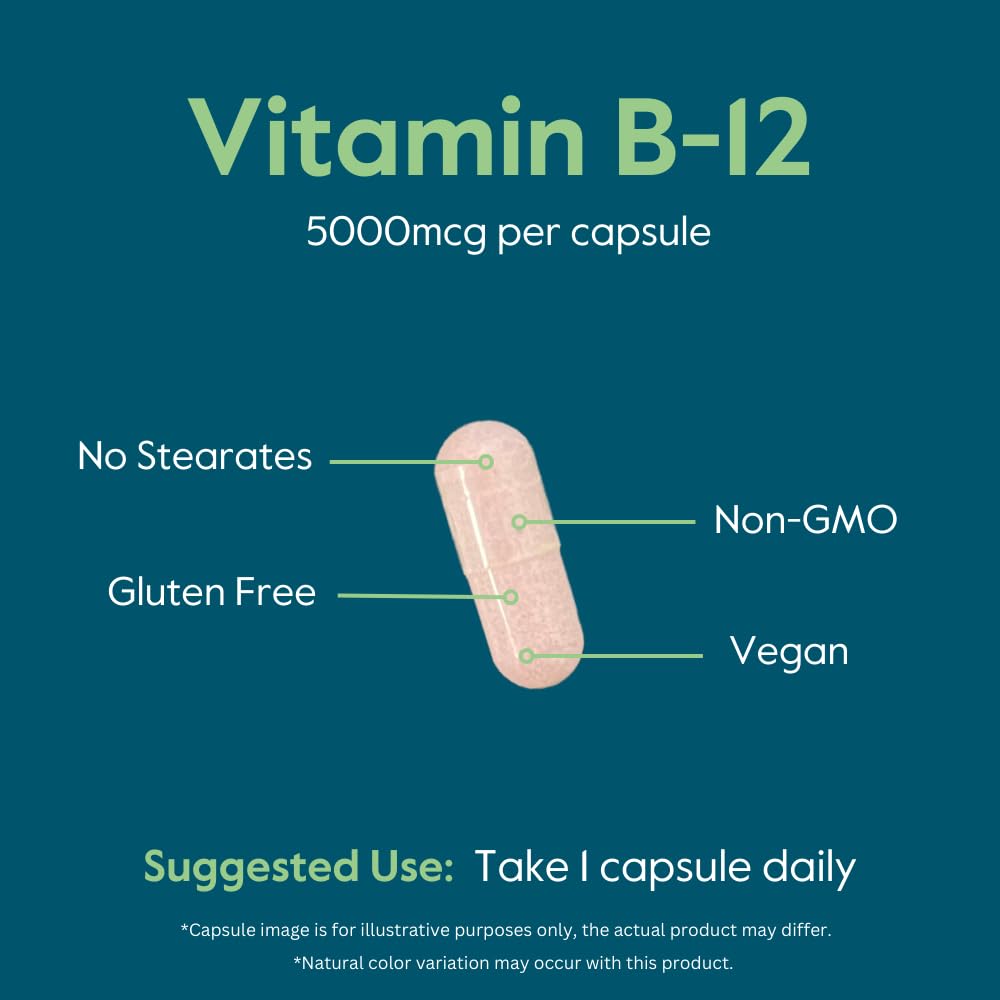 BESTVITE Vitamin B12 Methylcobalamin 5000mcg - 240 Vegetarian Capsules - image 5